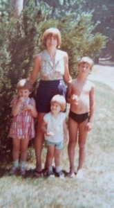 My mom with my 2 sisters and I back in the summer of '76 in Michigan. This photograph was taken about a week before Heather drowned 100 yards from where this picture was taken.